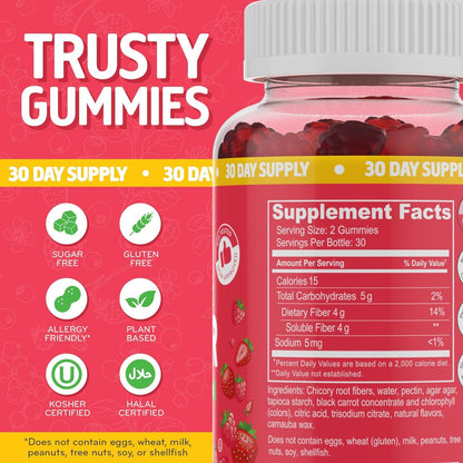 Desired Life Prebiotic Fiber Gummies for Adults and Kids – 4g Sugar Free Natural Berry Flavored Gummies - Supports Digestive Health