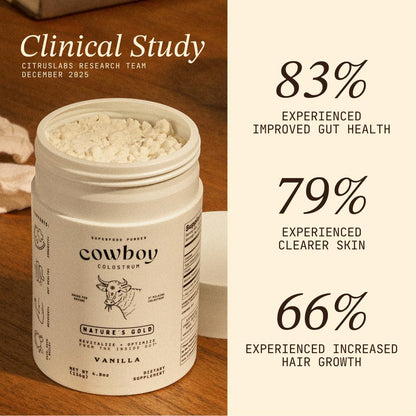 Cowboy - The Exclusive 1st Milking, Whole, Grass Fed Colostrum Supplement for Full Body Health - Bovine Colostrum Powder Packed w/Bioactive Nutrients - Sugar Free (Vanilla, 40 Servings) COWBOY COLOSTRUM buy supplements Au