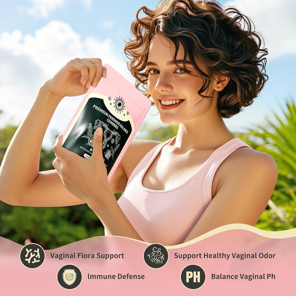 NIUSISE Feminine Balance Gummies, Premium Balance Supplement for Women PH Health, Immune Support, Energy Support, Vegan, Gluten-Free, Strawberry Flavor,