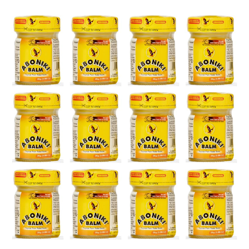 Aboniki Powerful Topical Pain Relief Balm with Natural Ingredients | Fast-Acting Soothing Relief for Joints & Muscle Pain, Soreness, Cramps | Long Lasting Full Body Rub (12 Plastic Jars) AbonikiBuy Supplements Australia