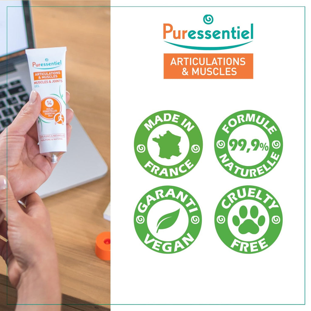 Puressentiel Muscles and Joints Gel - Soothing Gel for Muscle Relief and Knee Relief - Cooling Gel for Foot Relief - Back Gel - 2.02 oz PuressentielBuy Supplements Australia
