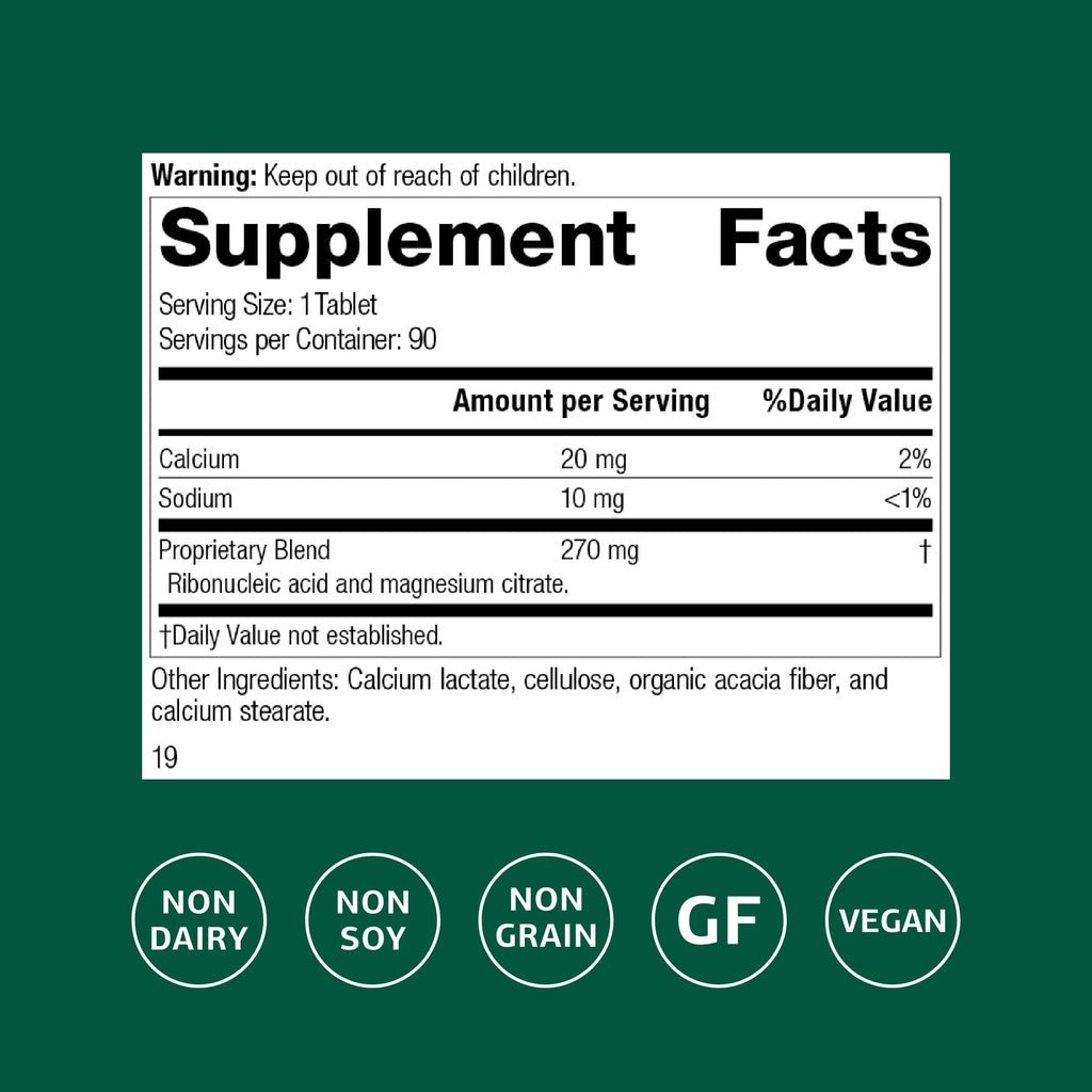 Standard Process Ribonucleic Acid RNA - Cell Development Support - Aids Protein Synthesis - Vegan, Gluten-Free, Non-Soy, & Non-Grain - 90 Tablets (90 Servings) Standard Process Inc.Buy Supplements Australia