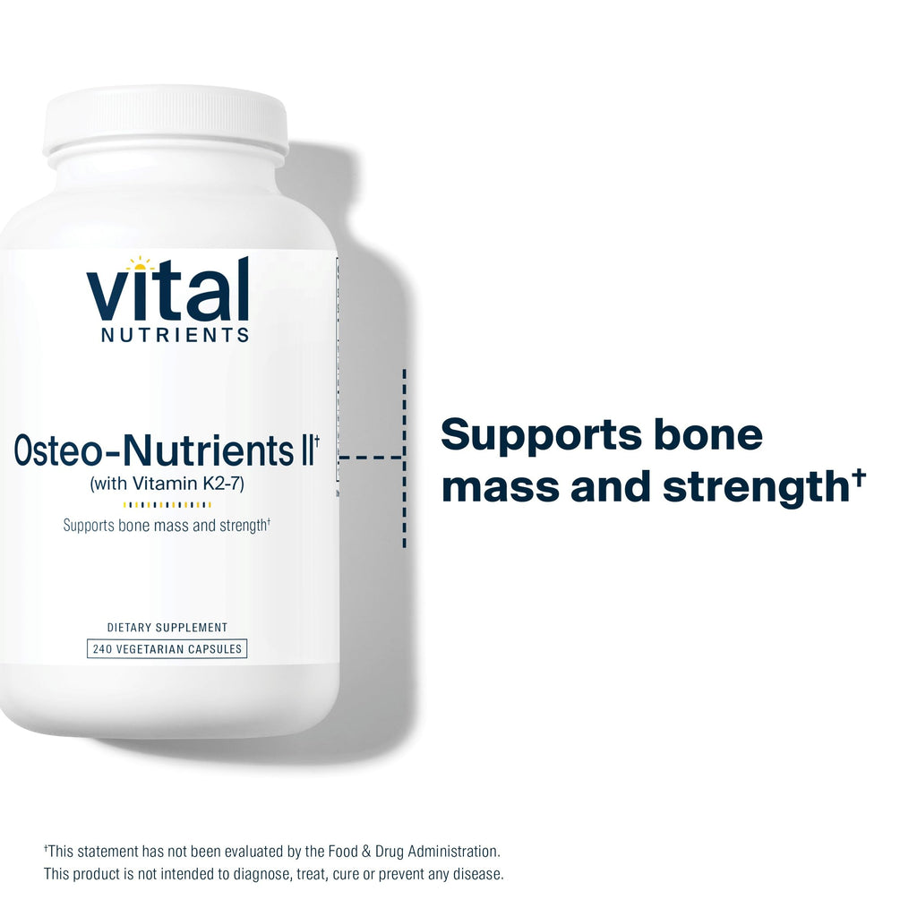 Vital Nutrients Osteo-Nutrients II - Vitamin K2 + D3, Calcium, Boron, and Magnesium for Bone Strength* - Healthy Heart Support - Vegetarian Supplement - Gluten, Dairy, Soy Free - 240 Capsules Vital NutrientsBuy Supplements Australia