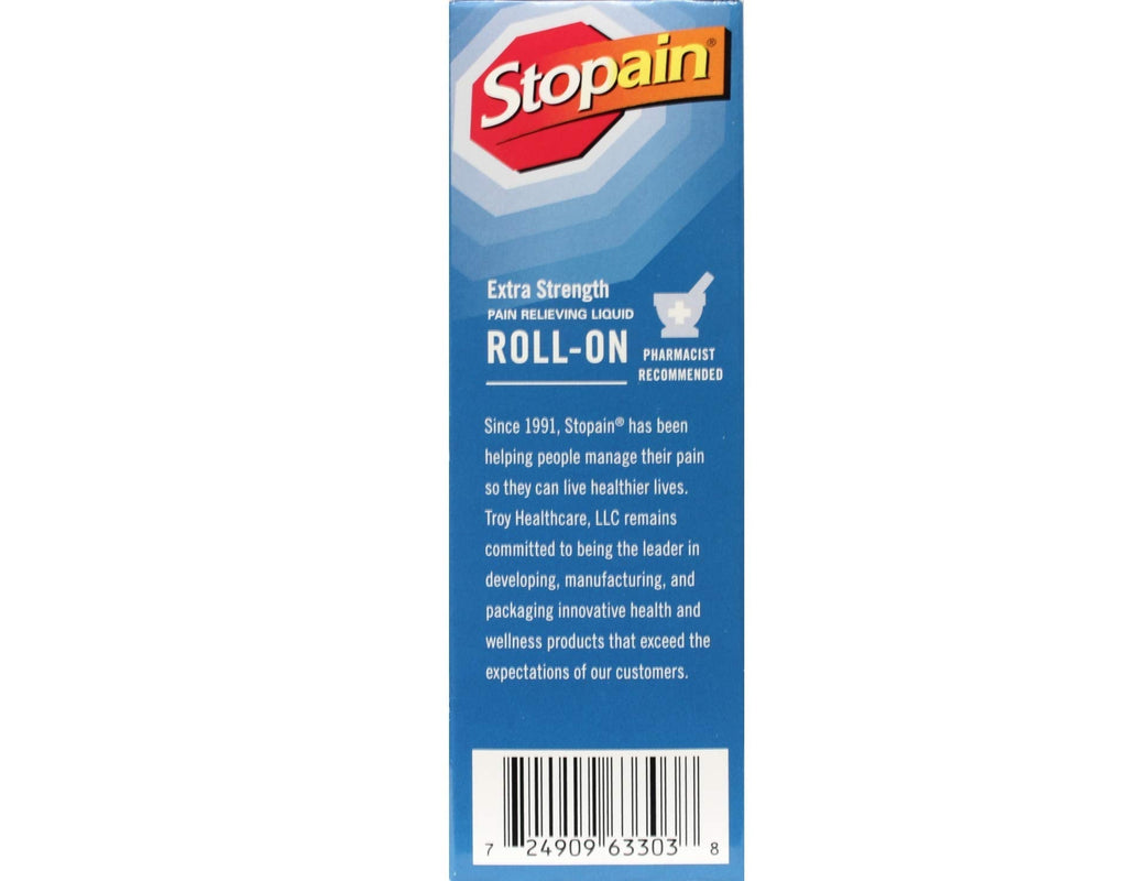 Stopain Pain Relief Roll On Gel 3oz (4 Pack) USA Made, Max Strength Fast Acting with MSM, Glucosamine, Menthol for Lower Back, Knee, Neck, HSA FSA Approved Topical Analgesic Products StopainBuy Supplements Australia