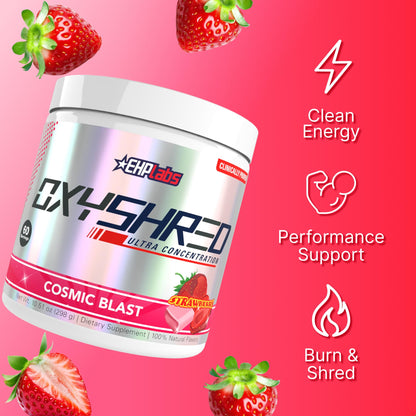 EHP Labs OxyShred Pre Workout Powder - Preworkout Powder with L Glutamine & Acetyl L Carnitine, Energy Boost Drink - Cosmic Blast, 60 Servings