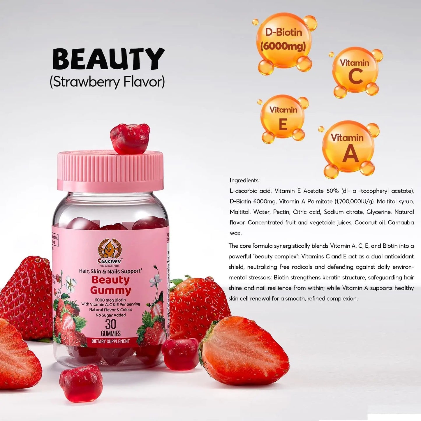 Women's Multivitamin Gummy Pack, 3 Support for Hair Skin Nails Sleep Daily Health, Vitamins A, D, C, E, Biotin, Ashwagandha SUNGIVEN