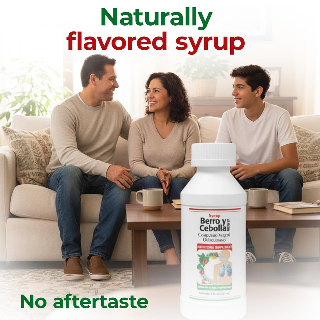 Jarabe Berro y Cebolla Immune Support Syrup with Vitamin D, Zinc & Natural Herbal Extracts – Eucalyptus, Honey, Onion, Garlic & More – Teens & Adult Wellness Formula – 8 Fl Oz Each | 2-Pack Berro y Cebolla MENPERBuy Supplements Australia
