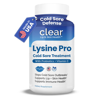 Lysine Cold Sore Treatment for Lips with Pre-Probiotics & VIT C | 1 Month Supply | Supercharged Lysine Capsules with Rhamnosus & Acidophilus for Cold Sores Relief