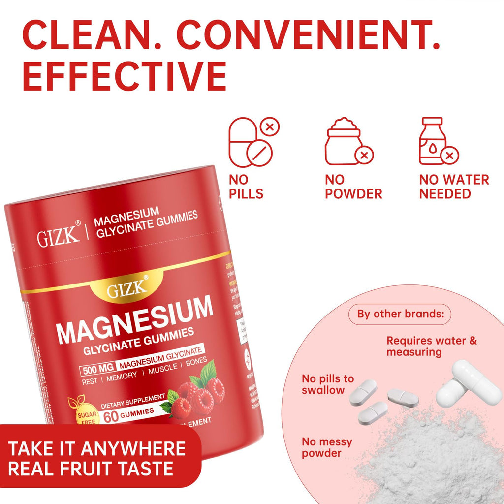 Magnesium Glycinate Gummies 500mg – Sugar Free Magnesium Gummies for Sleep, Stress, Muscle & Nerve Support – for Adults & Kids 4+, Vegan, No Melatonin (Raspberry Flavor, 60 Count) SAYIDONBuy Supplements Australia