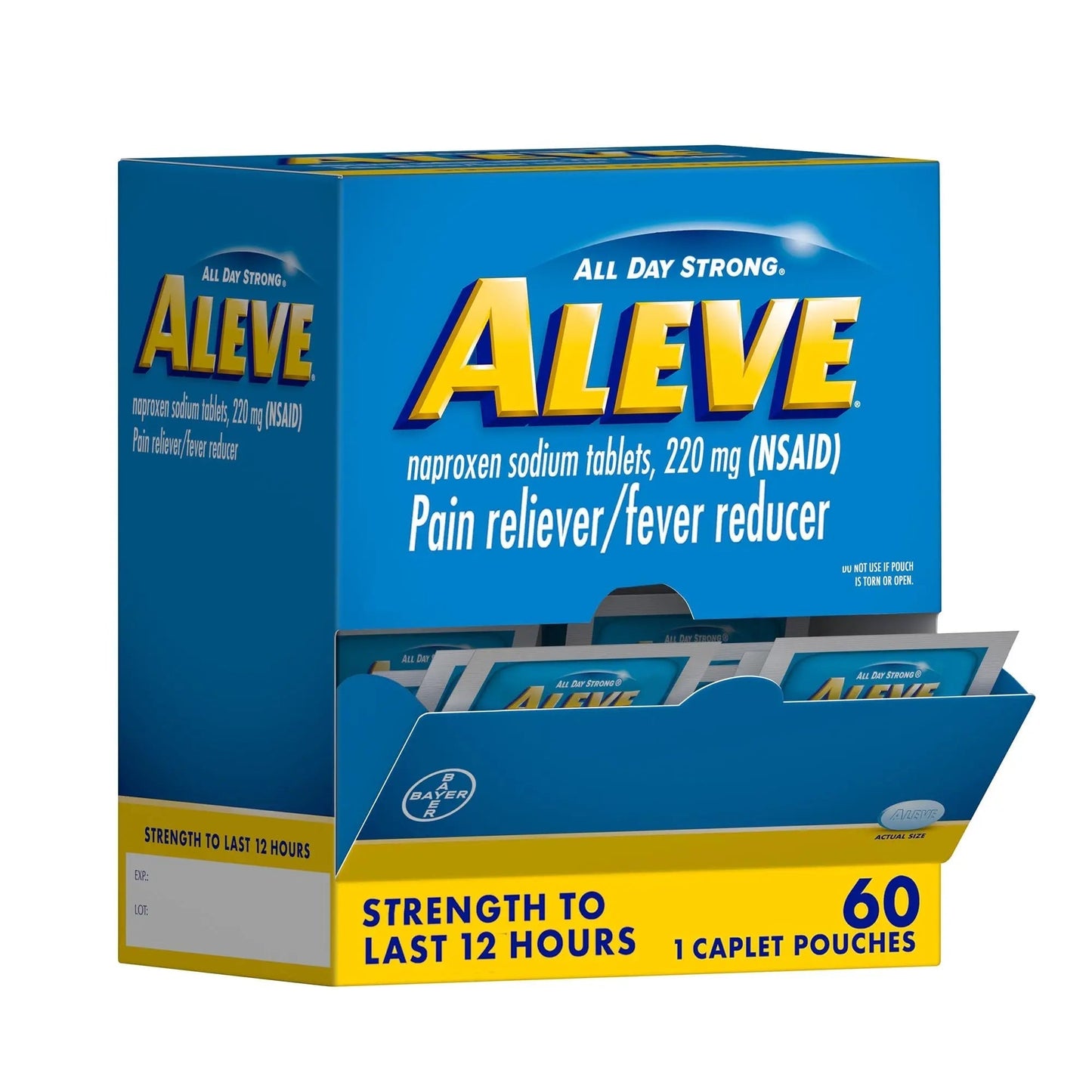 Aleve Pain Reliever & Fever Reducer Naproxen Sodium Caplets, Body and Arthritis Pain Reliever, Medicine for Adults and Children Ages 12 and Up, 60 Individual Pouches AleveBuy Supplements Australia
