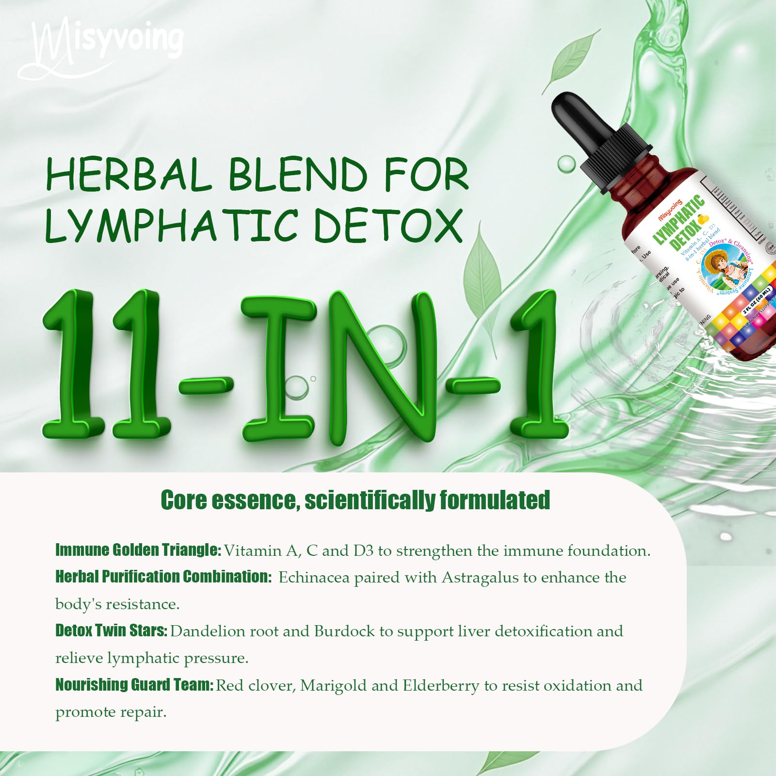 Misyvoing Liposomal Lymphatic Detox & Drainage Drops –Multivitamins A、C、D + Herbal Blend with Elderberry & Echinacea– Supports Lymphatic Drainage, Immune System & Detox Misyvoing buy supplements Au