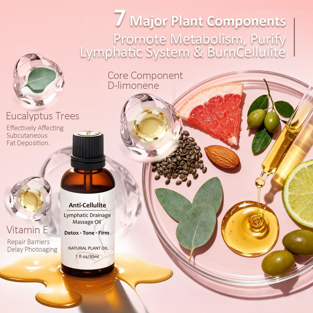 Lymphatic Drainage Massager & Anti Cellulite Massage Tool Helps Reduce Stretch Marks & Cellulite, Body Sculpting Machine For Legs, Arms & Belly with Microcurrent, Light, Heat & Vibration，With Body Oil FASCITONE buy supplements Au