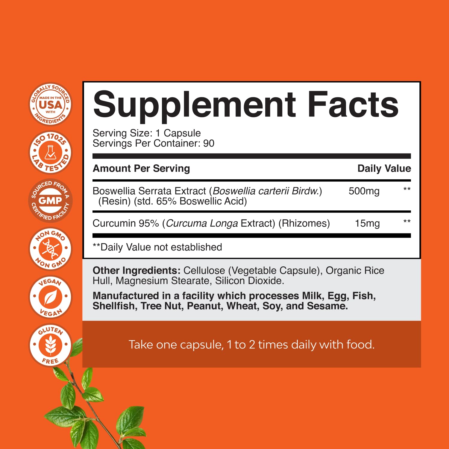 Boswellia Extract Capsules with Turmeric - Advanced Immune Health Support Supplement - Turmeric & Boswellia Serrata Capsules 500mg per Serving for Body Detox & Healthy Joints - 90 Count Natures Craft buy supplements Au