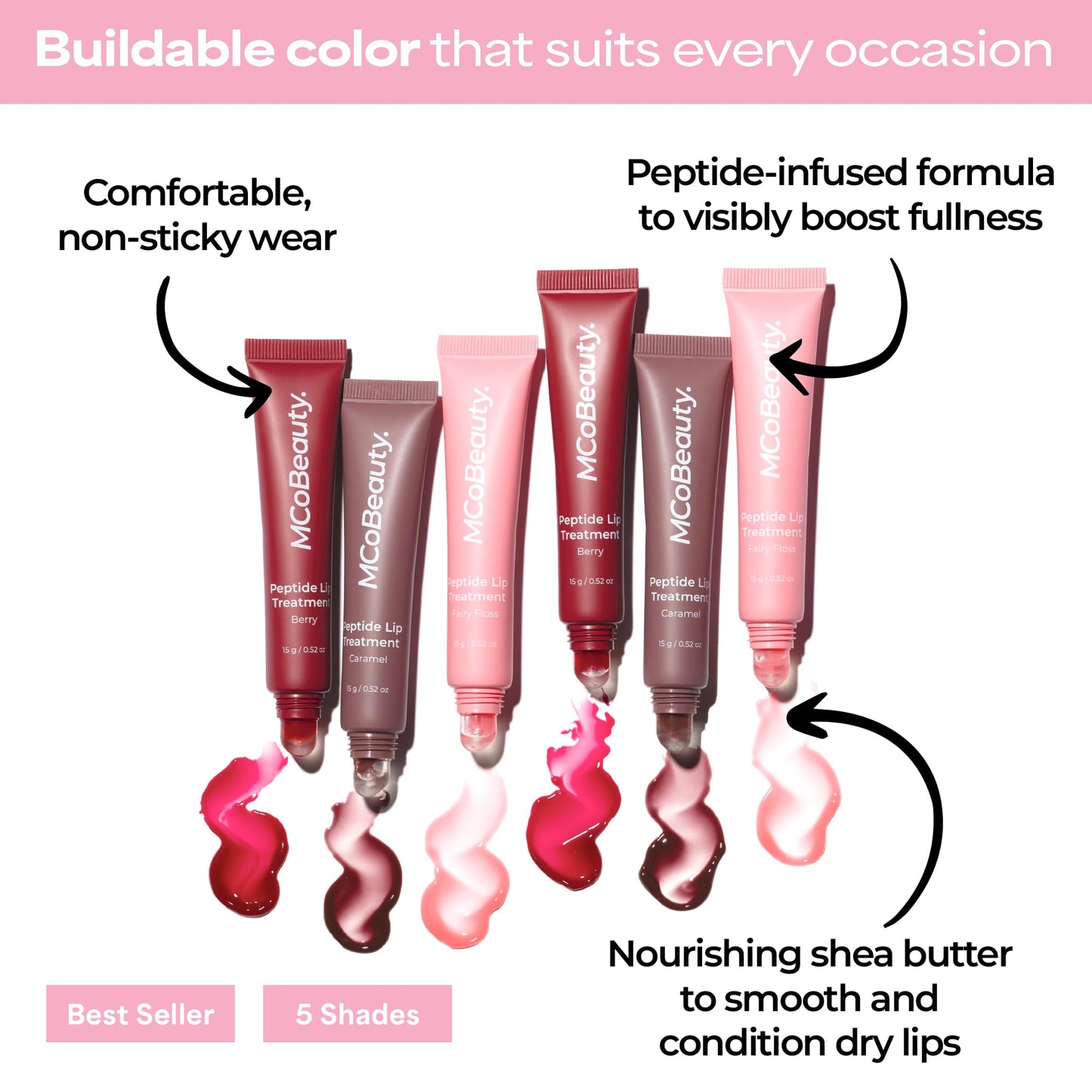 MCoBeauty Peptide Lip Treatment Caramel - Nude Brown Tinted Lip Balm Plumper Gloss for Women - Hydrating Lip Oil with Shea Butter, Peptides for Soft Plump Lips - Vegan Cruelty Free Lip Care MCoBeautyBuy Supplements Australia