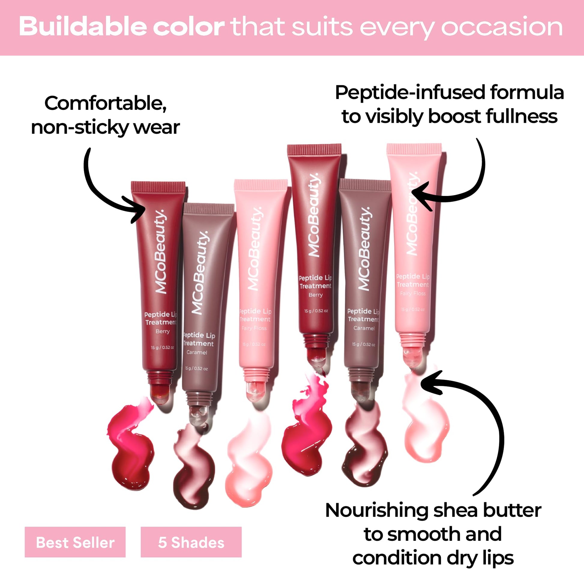 MCoBeauty Peptide Lip Treatment Caramel - Nude Brown Tinted Lip Balm Plumper Gloss for Women - Hydrating Lip Oil with Shea Butter, Peptides for Soft Plump Lips - Vegan Cruelty Free Lip Care MCoBeautyBuy Supplements Australia