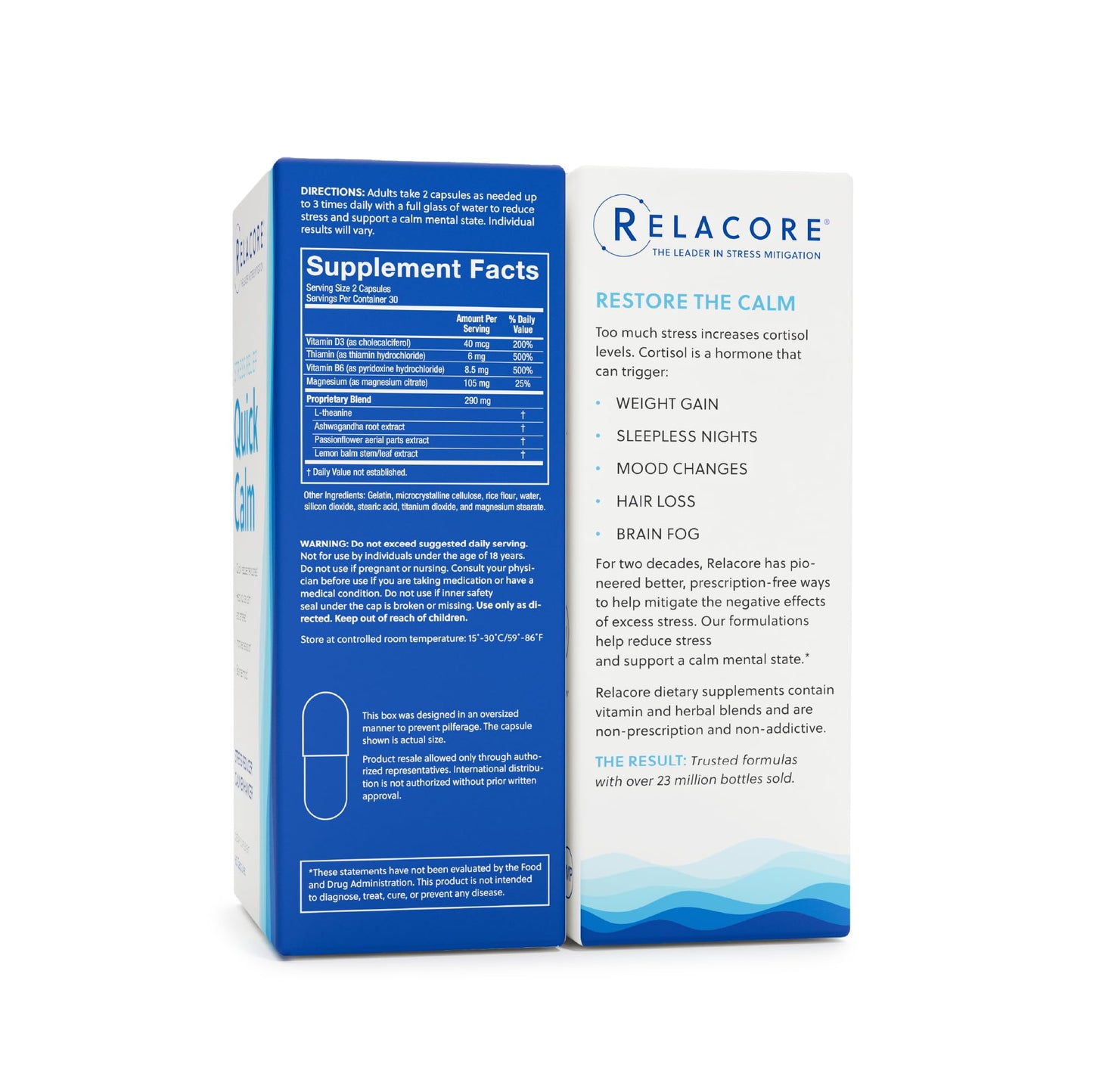 Relacore Quick Calm Mood Support Supplement with Ashwagandha, L-Theanine, Rapid Stress Relief and Relaxation – Cortisol Supplement - 60 ct Relacore buy supplements Au