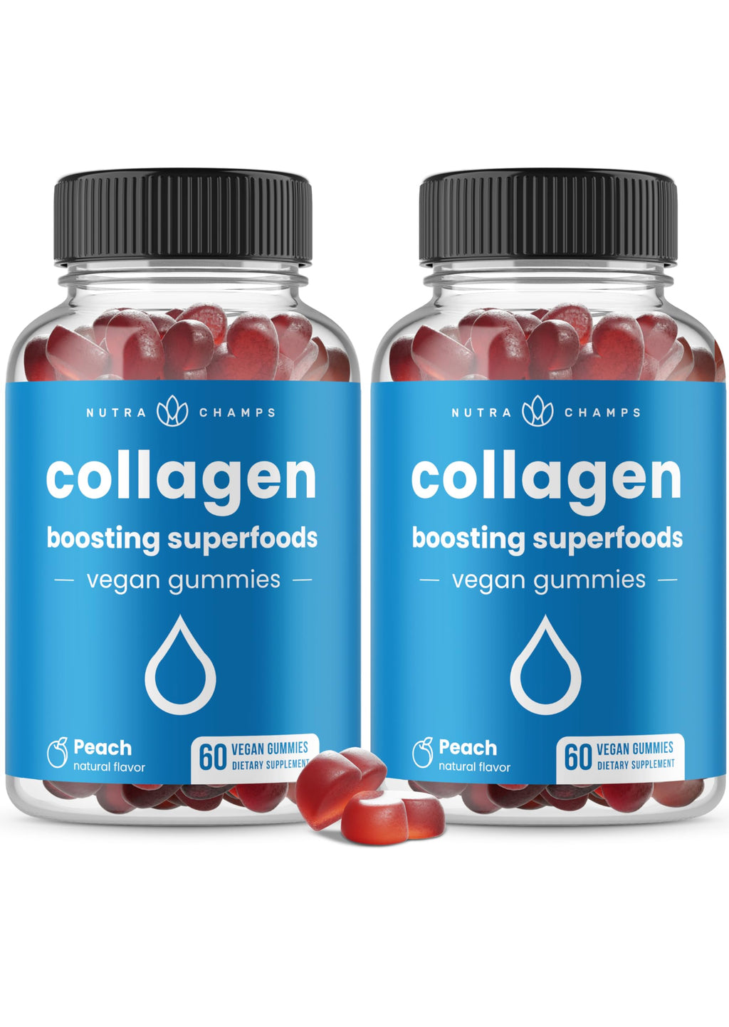 NutraChamps Collagen Boosting Gummies, Collagen Booster Gummy for Natural Collagen Production, Vegan Pectin Supplements Chews for Women & Men,