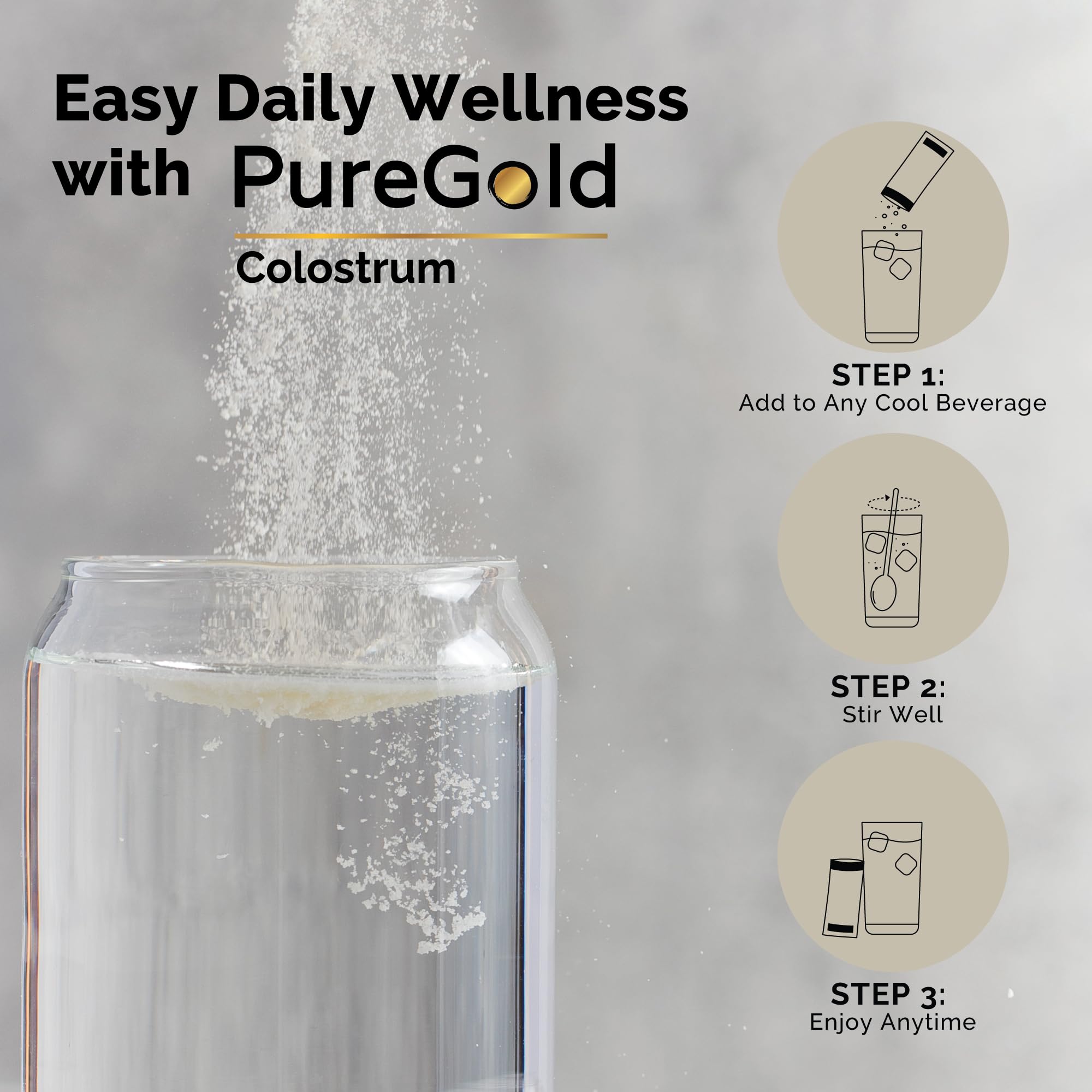 PureGold - Bovine Colostrum Powder - 100% Pure New Zealand Grass Fed, Supports Gut Health, Skin, Hair, & Immunity – Colostrum Supplement, Unflavored, 30 Travel Packets Fasted AthleteBuy Supplements Australia