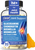 Clear Joint Support - 1500mg Glucosamine Chondroitin MSM - 8 in 1 Joint Health Supplement with Turmeric and Boswellia for Men & Women, Knee, Hip & Back Support, Made in USA, 90 Capsules Clear ProbioticsBuy Supplements Australia