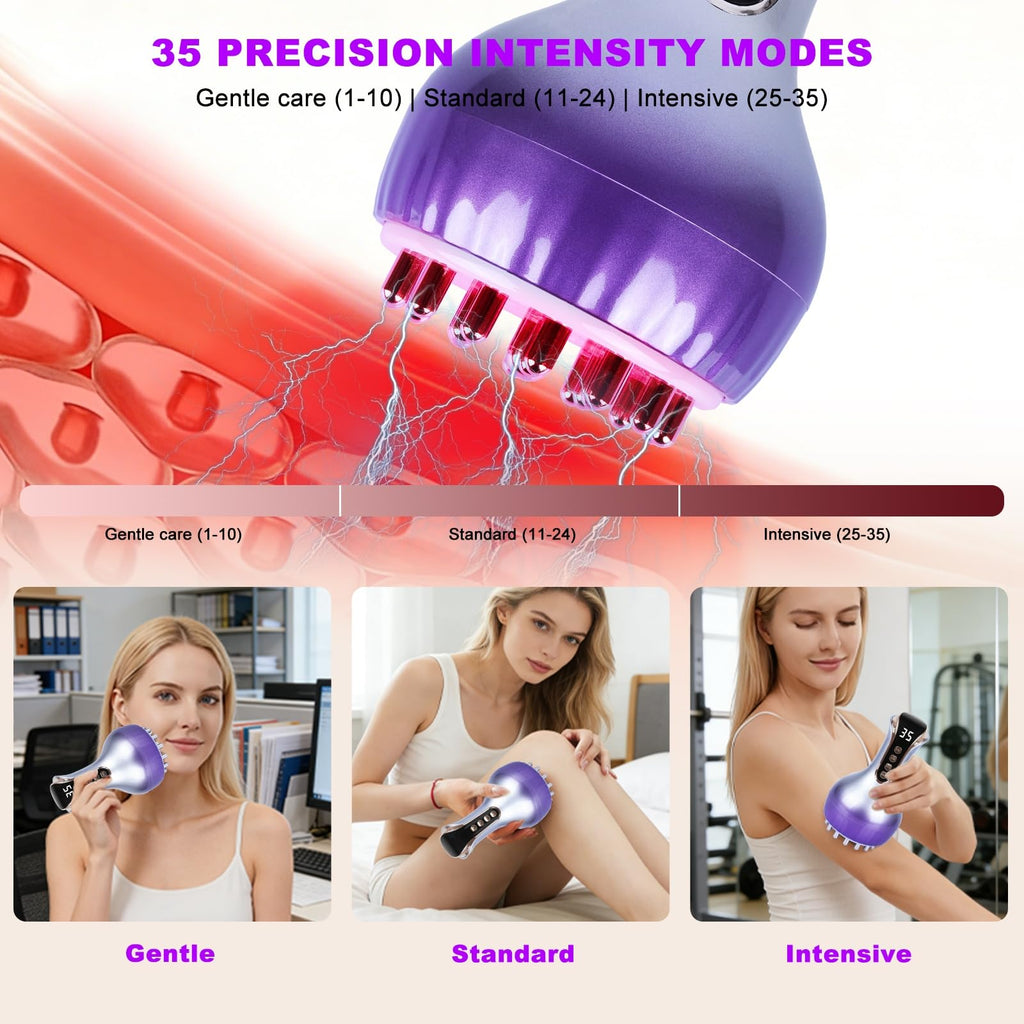 VEZURZO 4-in-1 Lymphatic Drainage Massager & Cellulite Massage Tool, 35-Speed Fascia Blaster for Body Sculpting Pain Relief Face Legs Arms Belly Neck, 90Min Battery Wireless Portable VEZURZO buy supplements Au