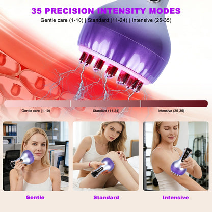 VEZURZO 4-in-1 Lymphatic Drainage Massager & Cellulite Massage Tool, 35-Speed Fascia Blaster for Body Sculpting Pain Relief Face Legs Arms Belly Neck, 90Min Battery Wireless Portable VEZURZO buy supplements Au