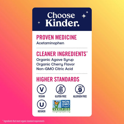 KinderMed Kids' Pain & Fever Medicine, for Ages 2-11 Years, No Dyes, No Artificial Flavors, No Artificial Sweeteners, Vegan, Non-GMO, Gluten Free, Organic Cherry Flavor, Two Pack, 2 x 4 fl. oz KinderMedBuy Supplements Australia