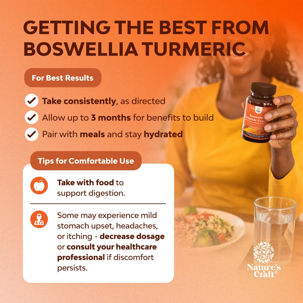 Boswellia Extract Capsules with Turmeric - Advanced Immune Health Support Supplement - Turmeric & Boswellia Serrata Capsules 500mg per Serving for Body Detox & Healthy Joints - 90 Count Natures Craft buy supplements Au
