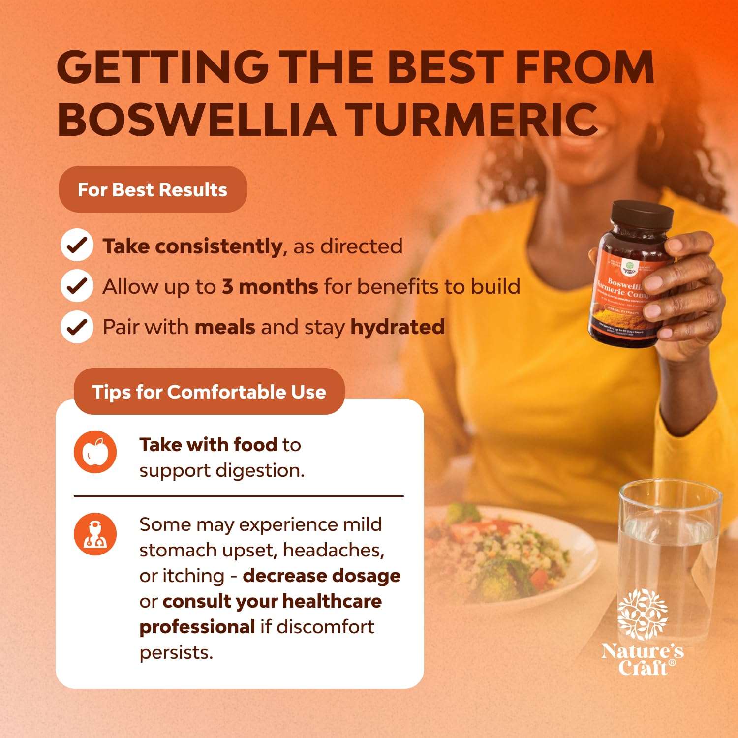Boswellia Extract Capsules with Turmeric - Advanced Immune Health Support Supplement - Turmeric & Boswellia Serrata Capsules 500mg per Serving for Body Detox & Healthy Joints - 90 Count Natures Craft buy supplements Au