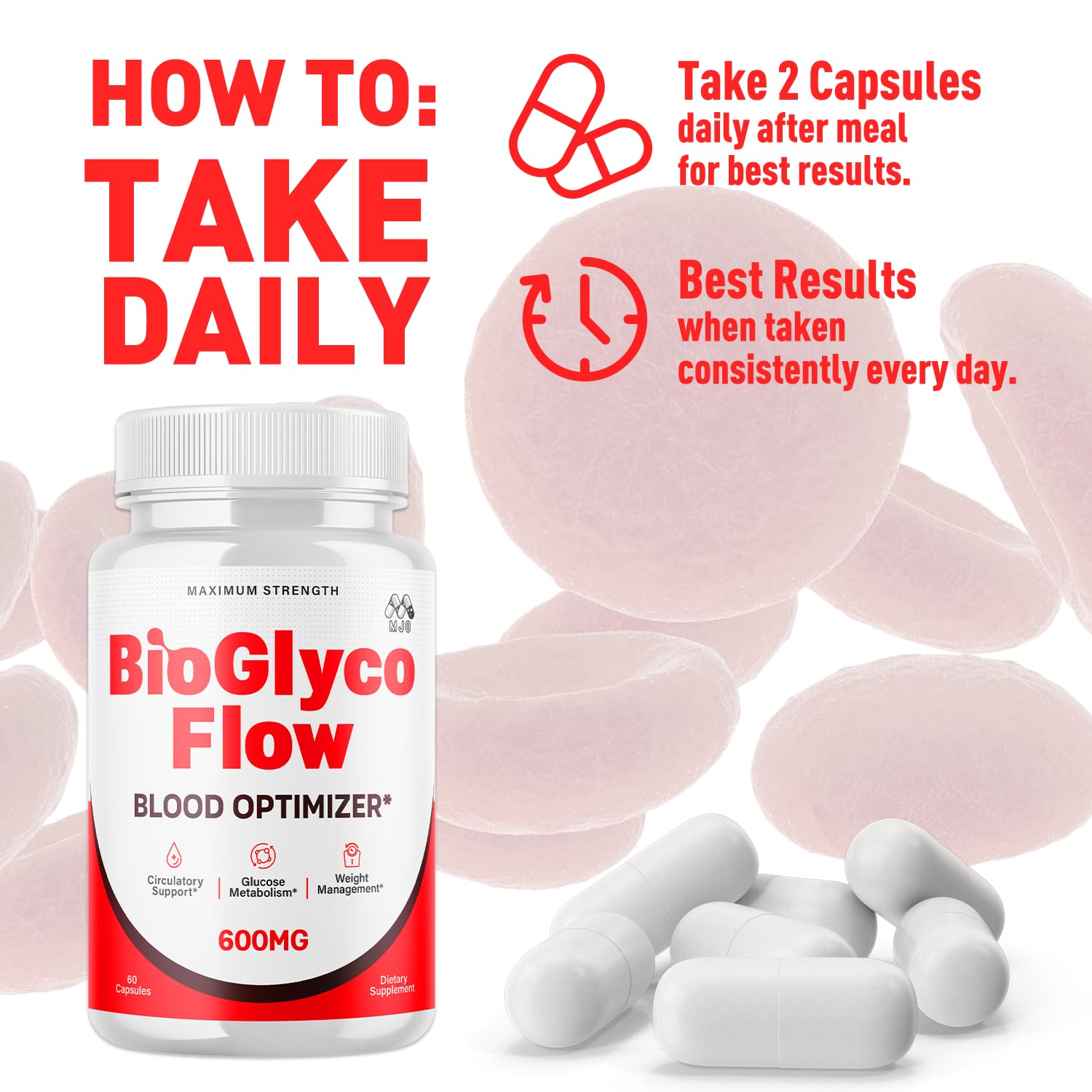 (3 Pack) BioGlyco Flow Blood Optimizer Capsules, Official BioGlyco Flow Pills with All Natural Ingredients, Advanced Health and Wellness Supplement with Maximum Strength Multivitamins (180 Capsules) MJO buy supplements Au