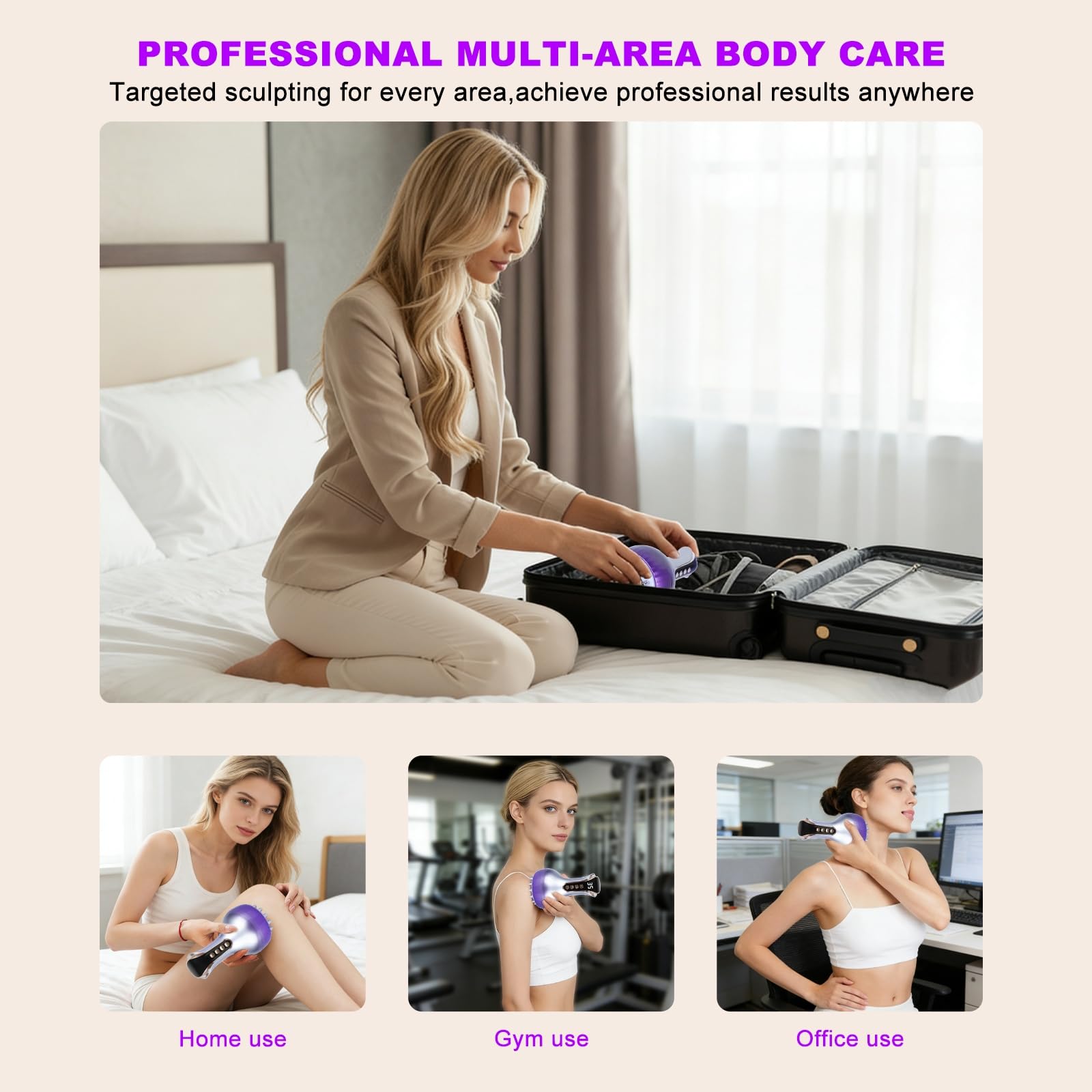 VEZURZO 4-in-1 Lymphatic Drainage Massager & Cellulite Massage Tool, 35-Speed Fascia Blaster for Body Sculpting Pain Relief Face Legs Arms Belly Neck, 90Min Battery Wireless Portable VEZURZO buy supplements Au