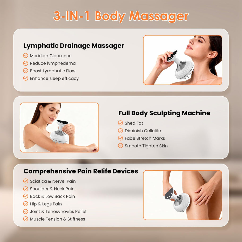 Choufaly Lymphatic Drainage Massager & Anti Cellulite Massage Tool, Helps Reduce Stretch Marks & Cellulite, for Legs, Arms & Belly, Body Sculpting Machine with Microcurrent & Light & Heat & Vibration Choufaly buy supplements Au