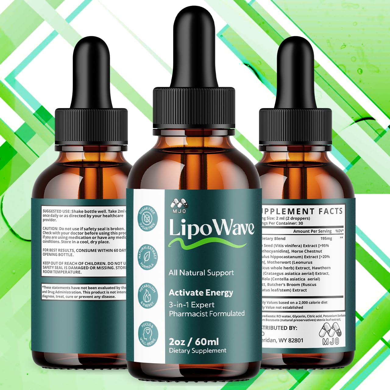 (2 Pack) Lipowave Drops, Official LipoWave Drops with All Natural Ingredients, Advanced Overall Health and Wellness Vitamin Supplement Formula for Maximum Strength Multivitamin Support (60 Servings) MJO buy supplements Au