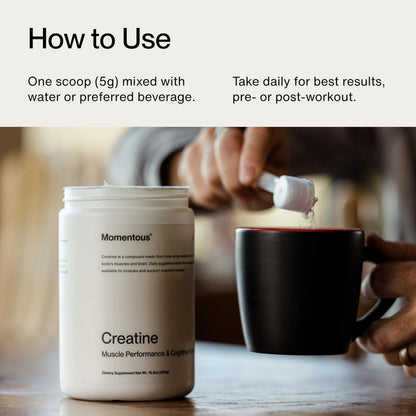 Momentous Creatine Monohydrate Powder - Creatine Powder - Supports Strength, Lean Muscle, & Recovery for Men & Women