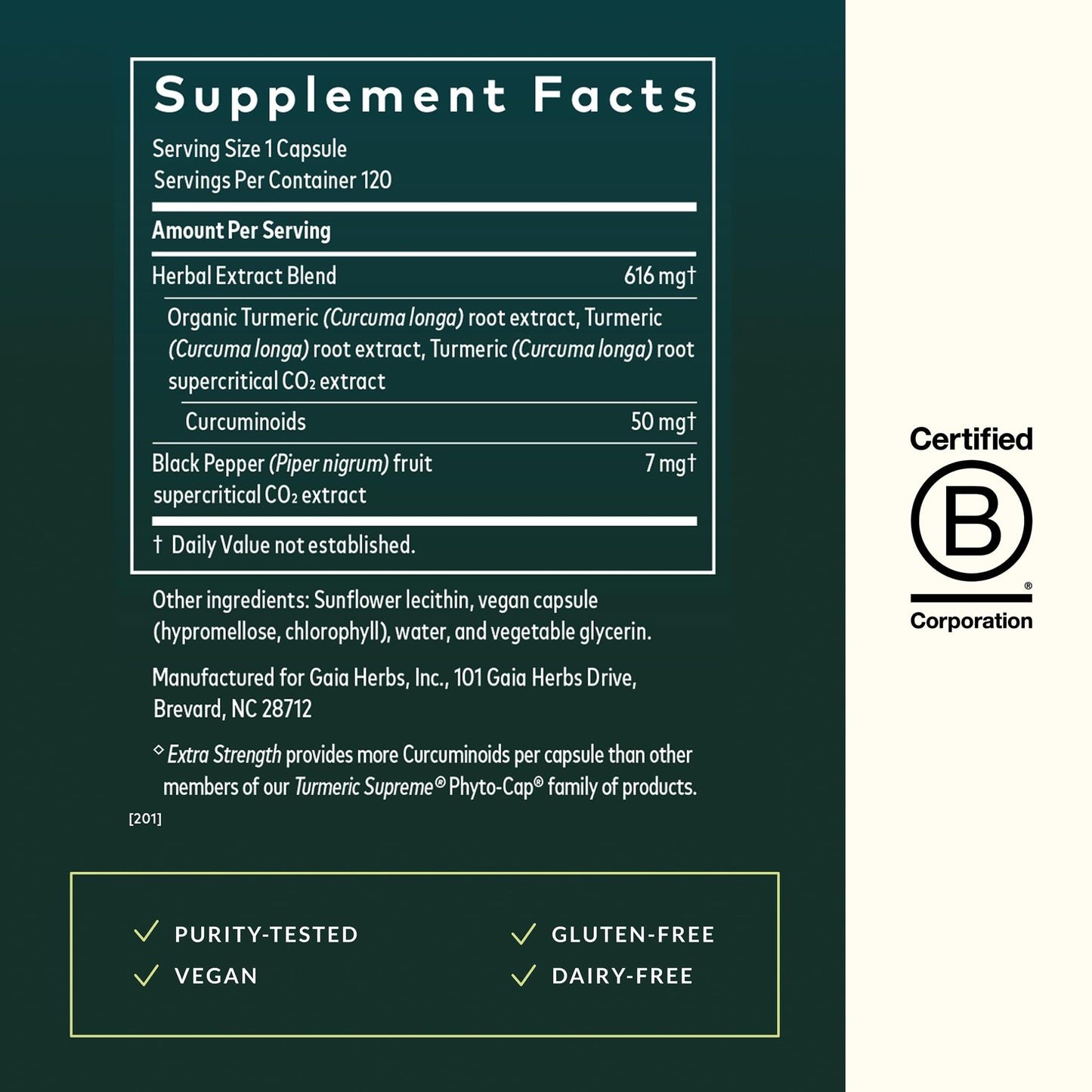Gaia Herbs Turmeric Supreme Extra Strength - Supports Occasional Discomfort from Normal Wear & Tear* - with Turmeric Curcumin & Black Pepper