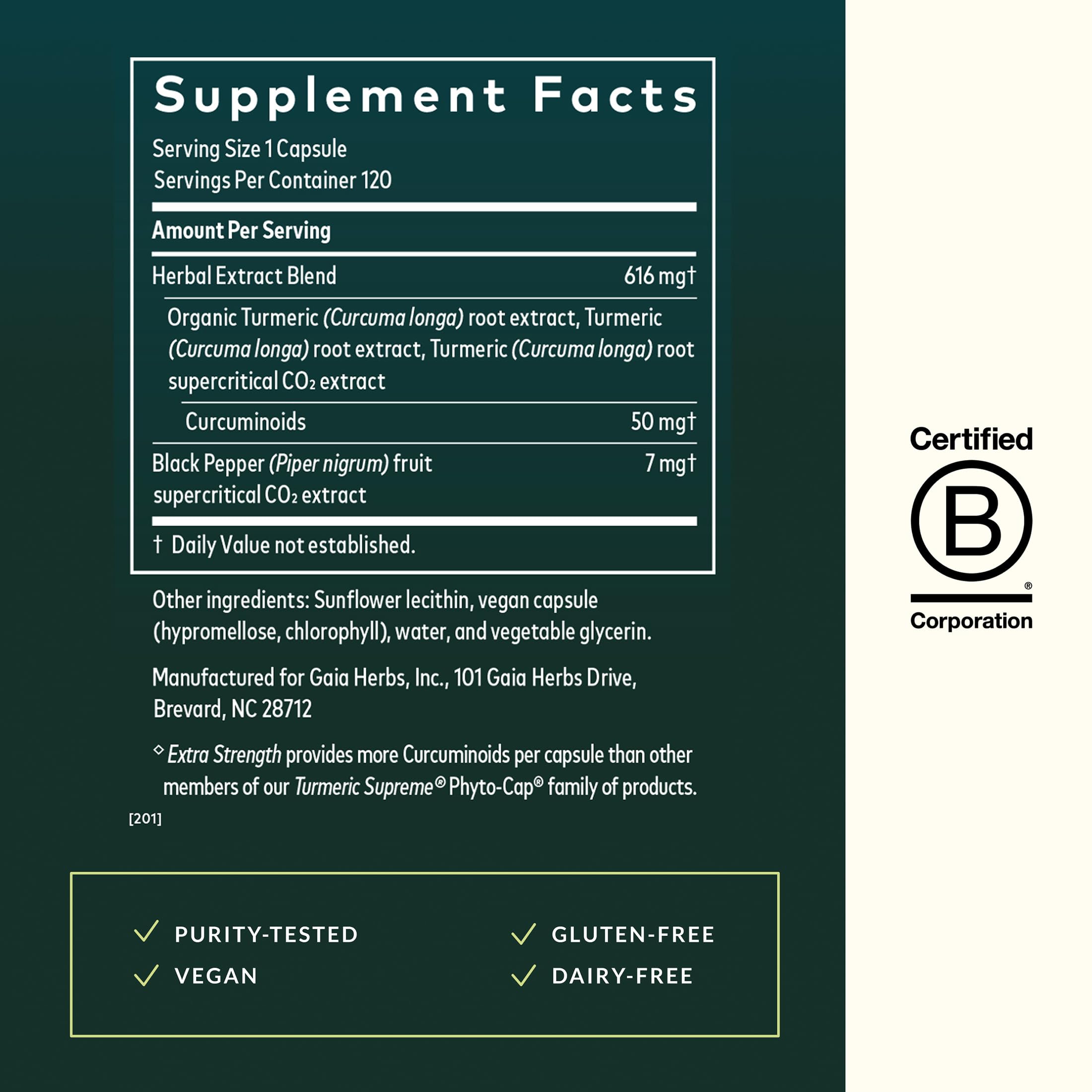 Gaia Herbs Turmeric Supreme Extra Strength - Supports Occasional Discomfort from Normal Wear & Tear* - with Turmeric Curcumin & Black Pepper
