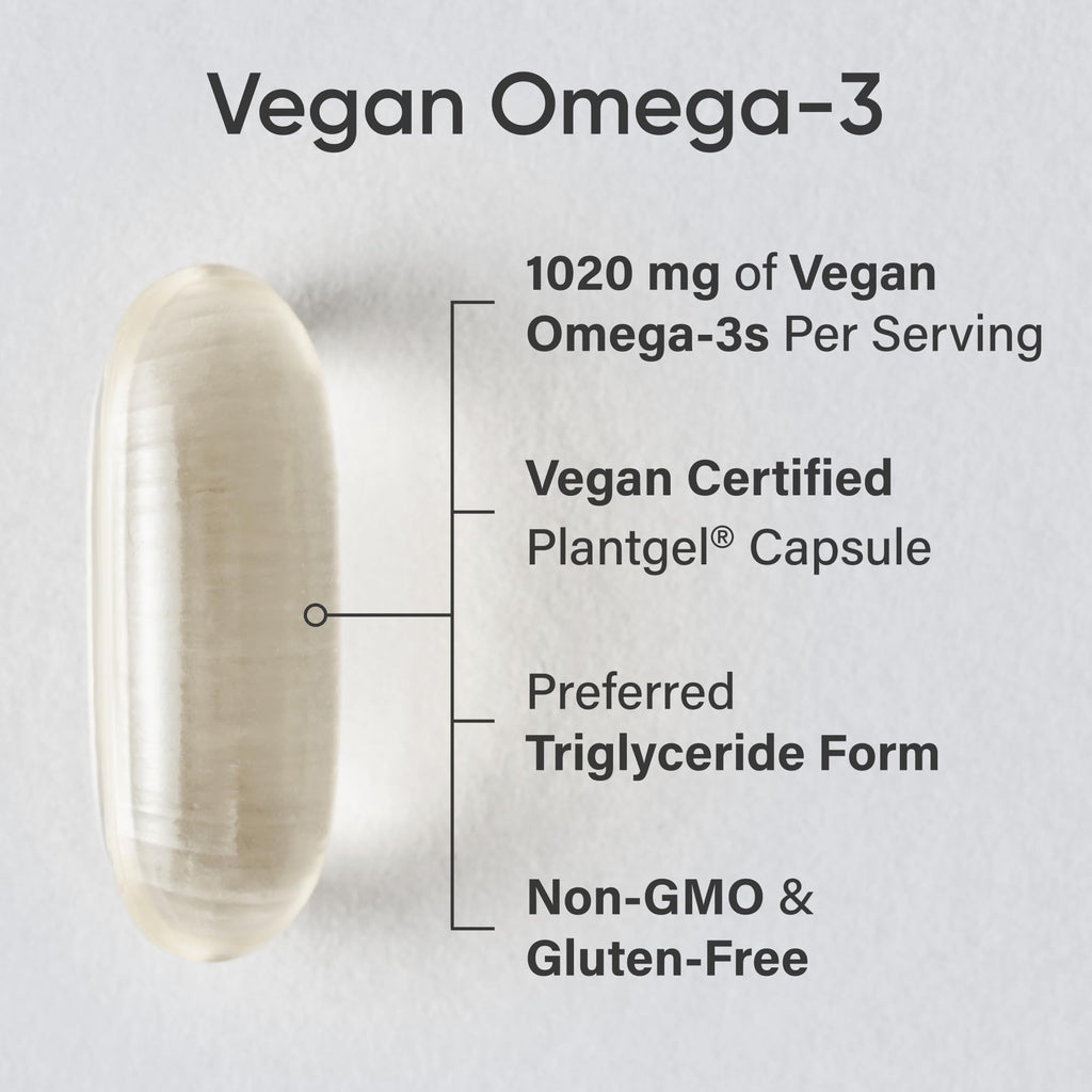 Sports Research Vegan Omega-3 Fish Oil Alternative from Algae Oil - Highest Levels of Vegan DHA & EPA Fatty Acids | Non-GMO Tested & Vegan Certified - 60 Veggie Softgels (Carrageenan Free) Sports Research buy supplements Au