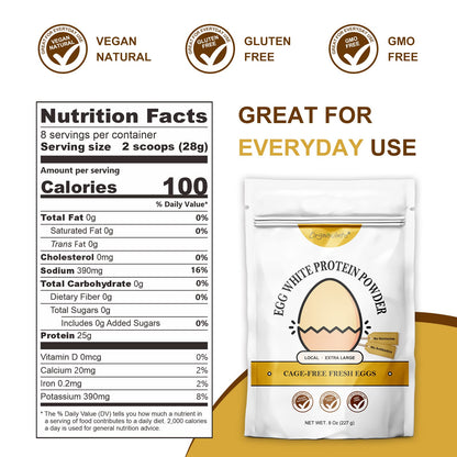 Orgnisulmte Egg White Protein Powder 8 Oz, Pasteurized Dried Egg Whites Protein, Gluten-Free, Non-GMO, Unflavored, Free Range High Whip for Baking, Desserts 227g