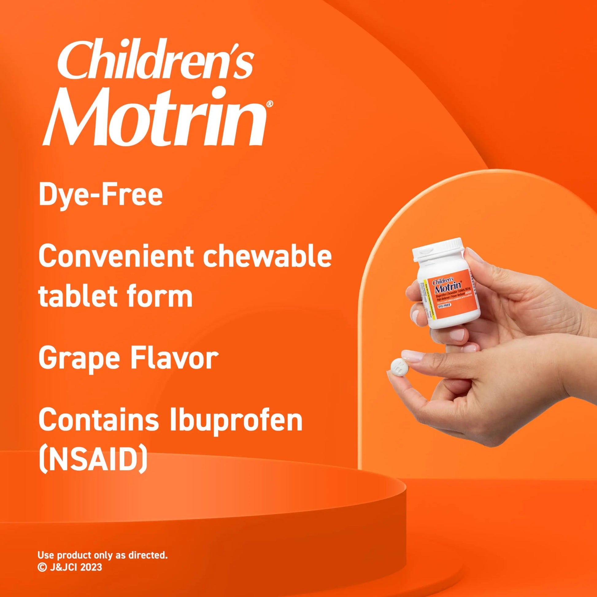 Motrin Children's Dye-Free Chewable Tablets with Ibuprofen, Kids' Fever Reducer & Pain Reliever for Sore Throat, Fever, Toothache & Pain Relief, Grape Flavor, 24 Count (Pack of 2) MotrinBuy Supplements Australia