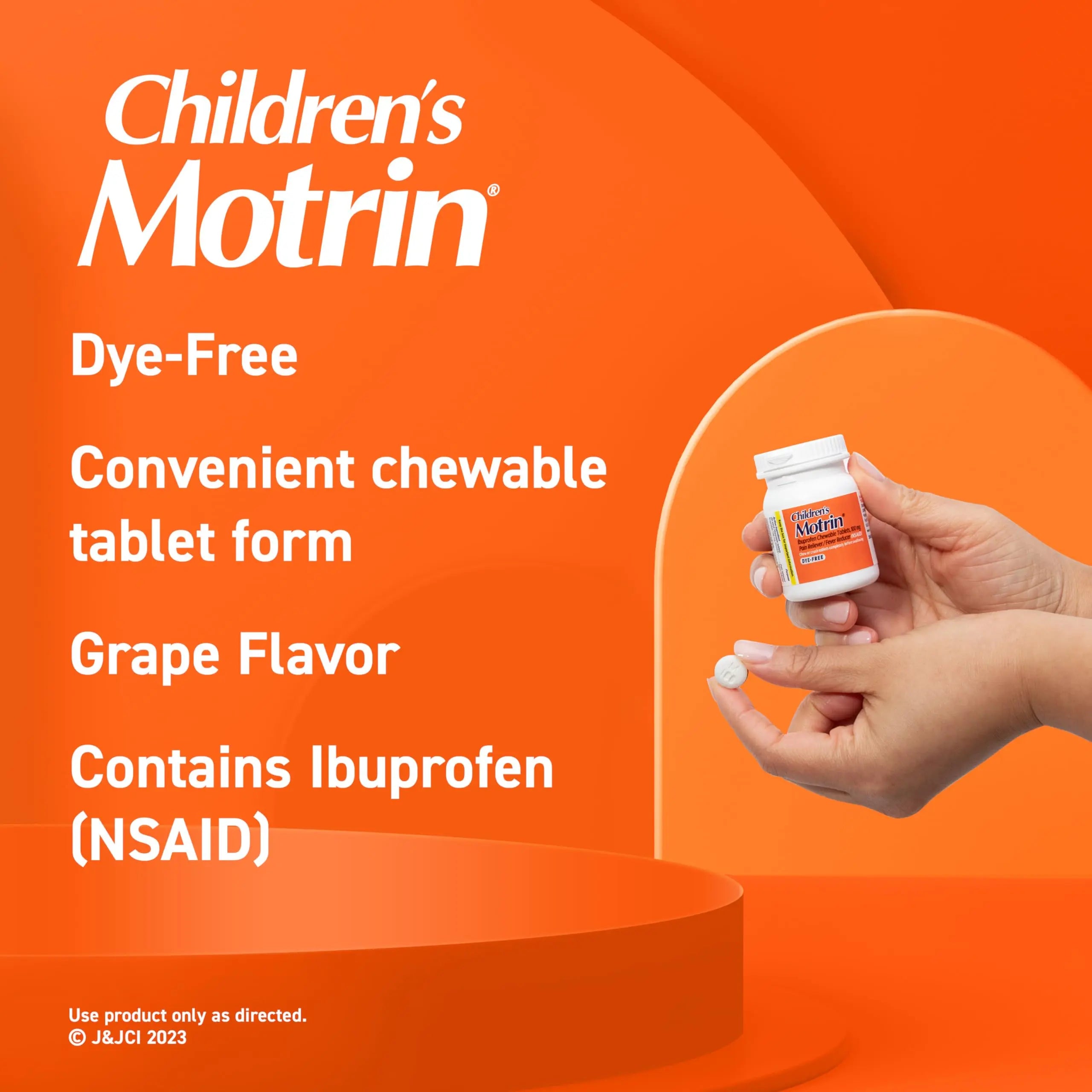 Motrin Children's Dye-Free Chewable Tablets with Ibuprofen, Kids' Fever Reducer & Pain Reliever for Sore Throat, Fever, Toothache & Pain Relief, Grape Flavor, 24 Count (Pack of 2) MotrinBuy Supplements Australia