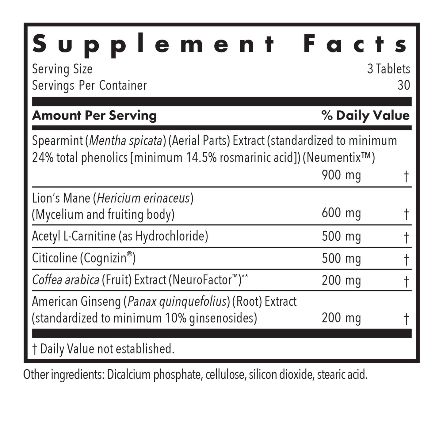 Allergy Research Group Advanced NeuroPlus - Nootropic Formula with Spearmint Extract, Lions Mane & Citicoline - Supports Working Memory Focus & Cognitive Function - 30 Servings - 90 Tablets Allergy Research Group buy supplements Au