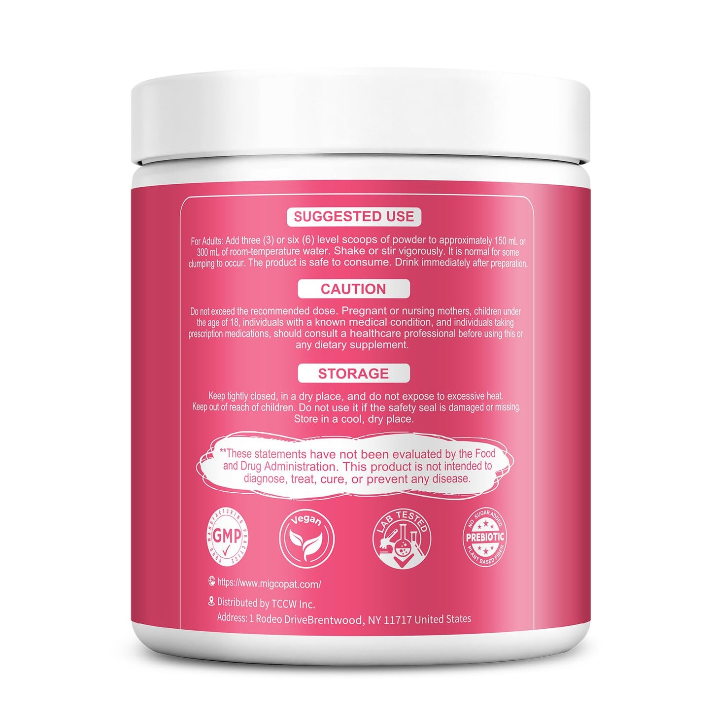 Migcopat Superfood Fiber Powder with Probiotics, Prebiotics, Digestive Enzymes, Vitamin C, Inulin, Magnesium, 14G Fiber Supplement for Digestive Support & Skin Health