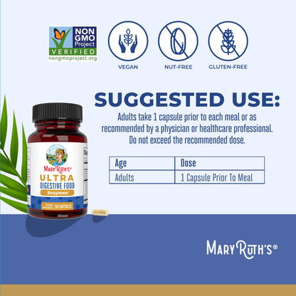 MaryRuth Organics Ultra Digestive Enzymes Capsules | Up to 2 Month Supply | Supplement for Gut Health Support | Digestion & Immune Support