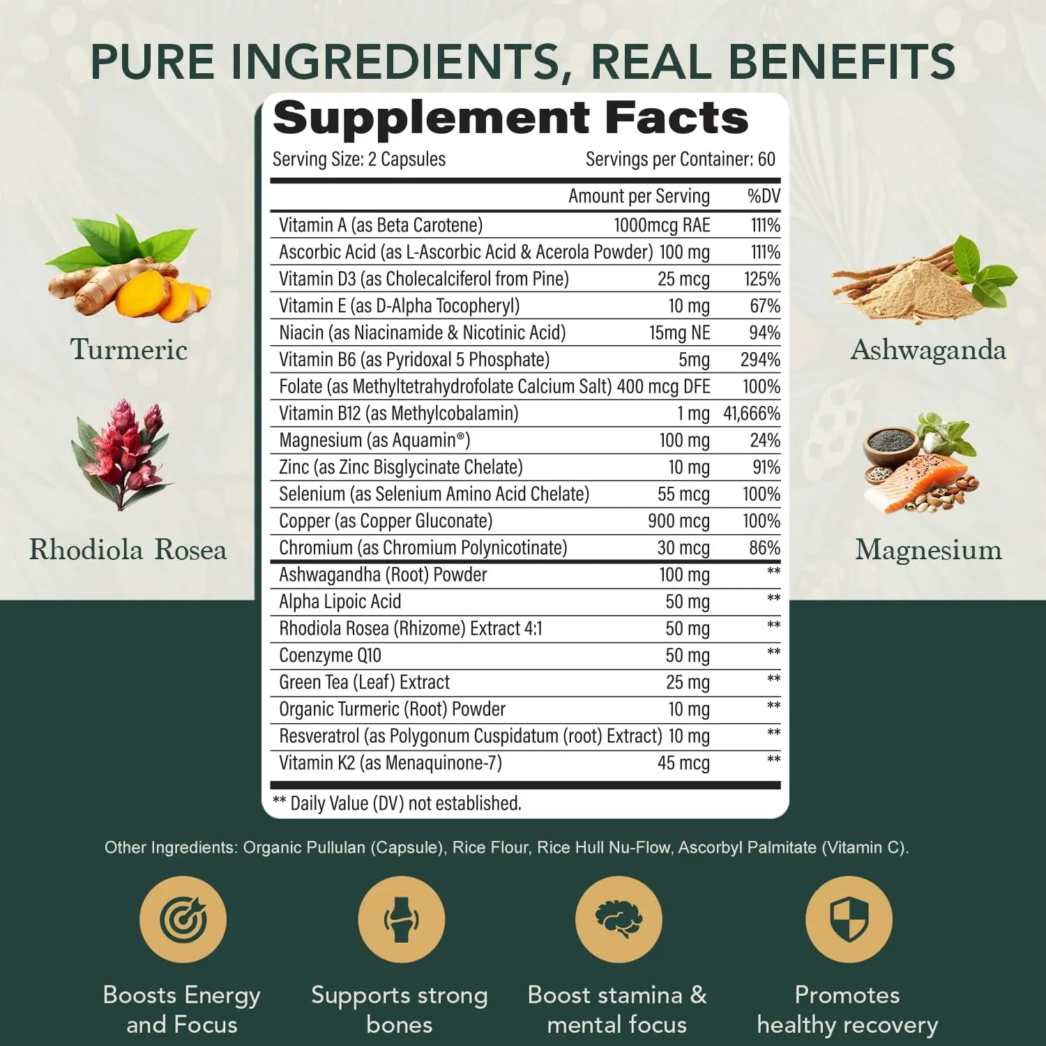 Multivitamin for Men with Vitamin D, K2, Zinc, Vitamin B12, A, E, B6, Calcium – Immune Health & Energy Support Daily Mens Multivitamins Elements of LIfe