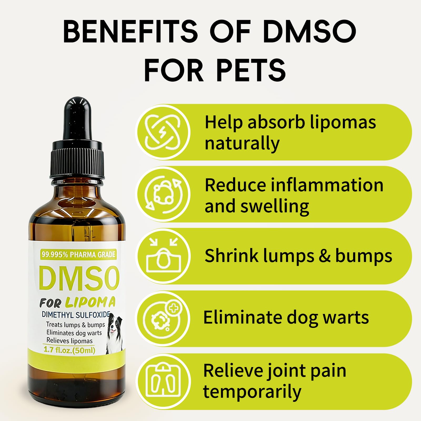 Topical 99.995% DMSO for Dogs Lipoma, Lipoma Treatment for Dogs, Reduce Fatty Lumps and Bumps Inflammation, Swelling, Dog Pain Relief, DMSO in Glass Bottle with Precision Dropper, 1.7 oz Jdicklary buy supplements Au