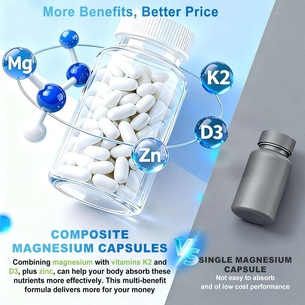 VYXION Magnesium Complex 900mg per Serving – High Absorption Magnesium Glycinate with Vitamin D3 K2 Zinc & B Vitamins – Sleep, Calm, Muscle & Nerve Support – 90 Capsules Vyxion buy supplements Au