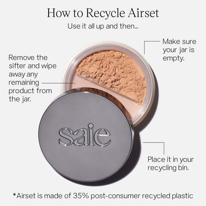 Saie Airset Radiant Loose Setting Powder - Weightless Face Powder to Set, Smooth + Diffuse Face Makeup - Formulated with Hydrating Squalane - Translucent (0.14 oz) SaieBuy Supplements Australia