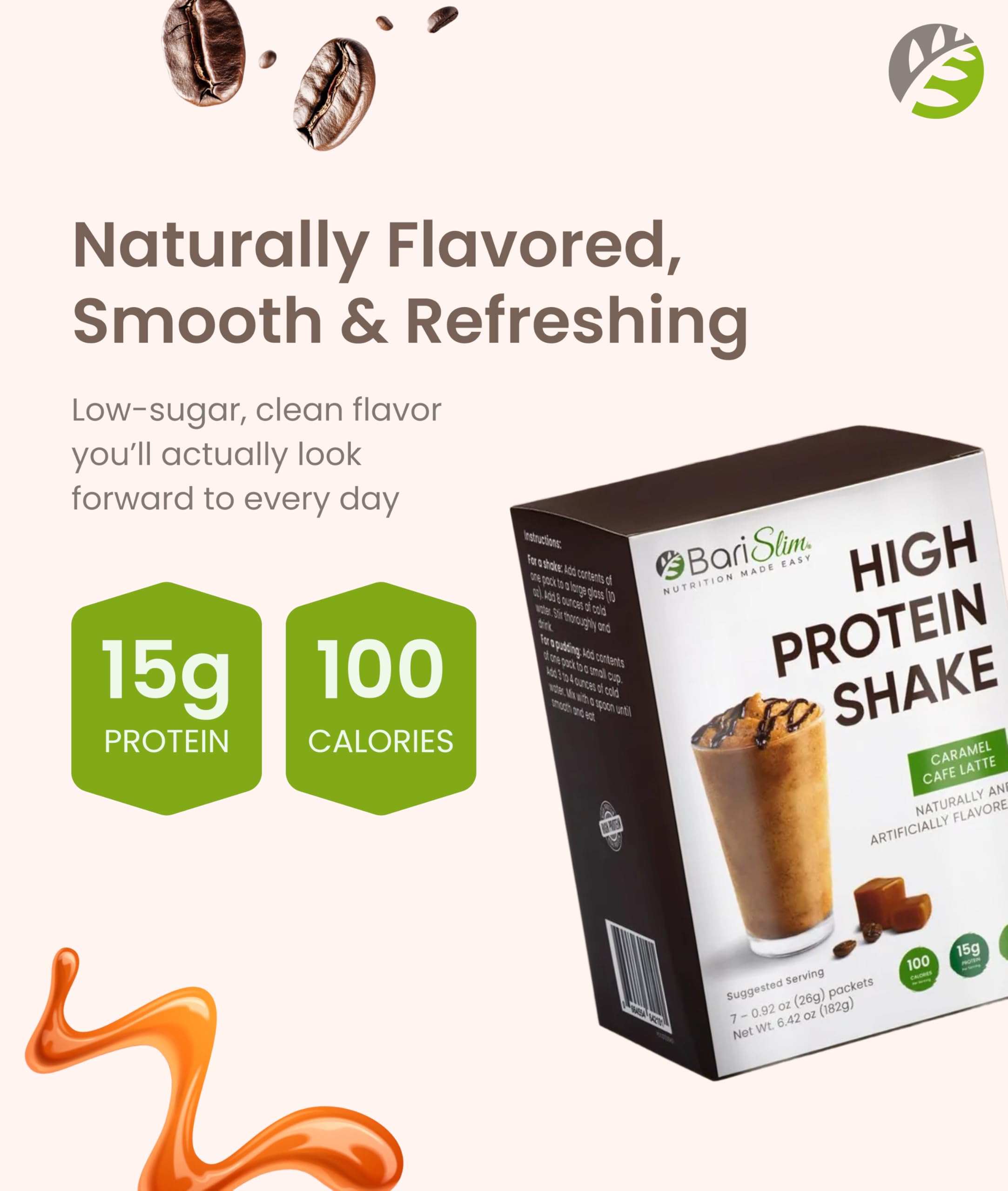 BariSlim High Protein Shake - Delicious & Nutritious Meal Replacement Shake - Low Sugar & Carb - Formulated for Bariatric Patients & Post-Weight Loss Surgery Support | Carmel Caffe Latte (9 oz) BariSlim buy supplements Au