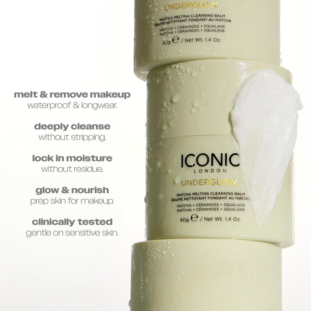 ICONIC LONDON Underglow Matcha Melting Cleansing Balm | Makeup Remover with Squalane & Ceramides for Softer, Plumper Skin | Vegan, 1.41 oz ICONIC LONDON buy supplements Au