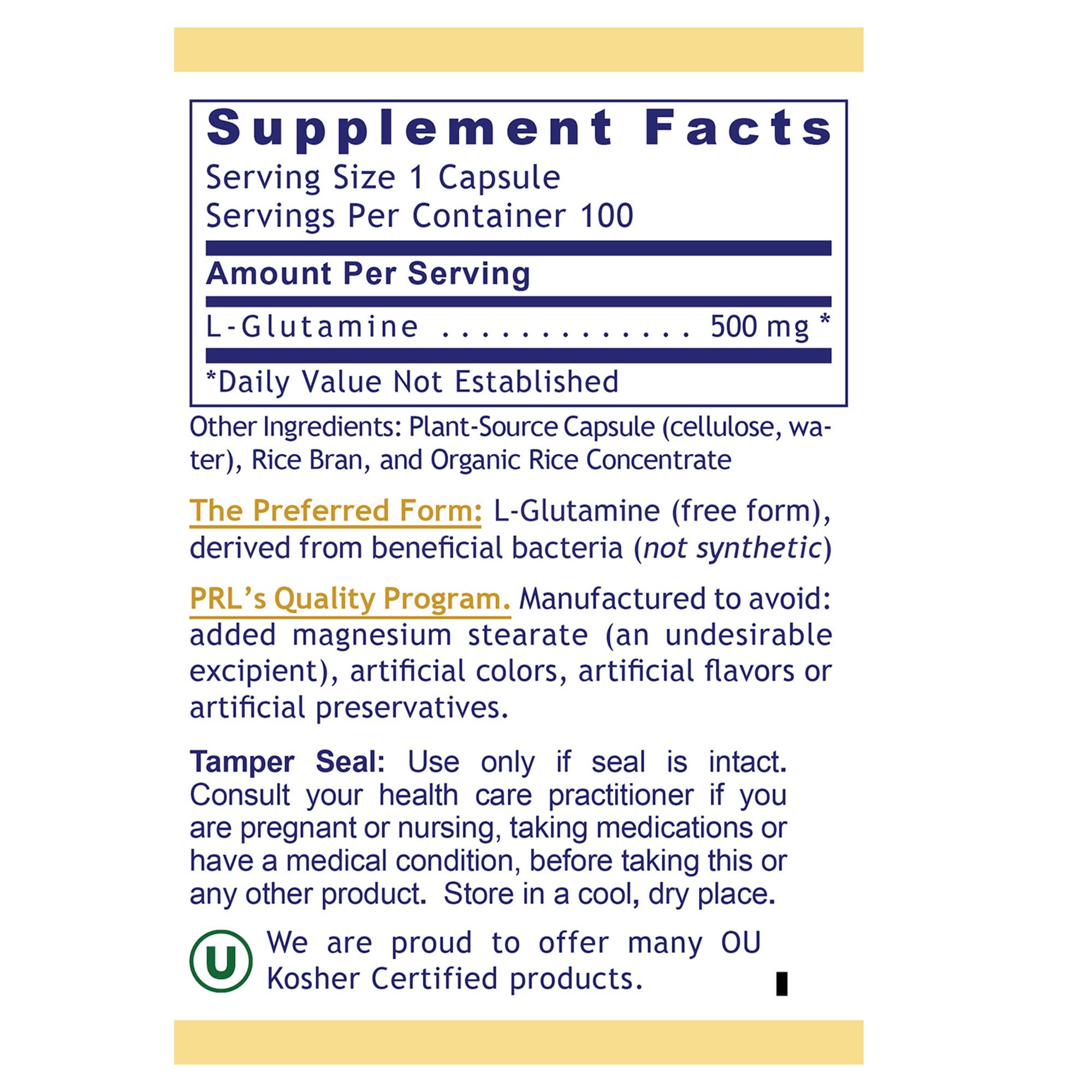 Premier Glutamine by Premier Research Labs --100 caps Premier Research LabsBuy Supplements Australia