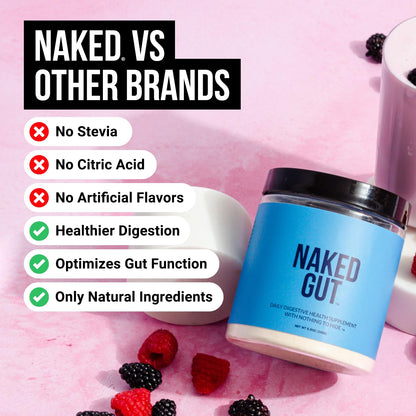 NAKED Gut - Daily Gut Health Supplement - Natural Gut Health Powder for Gut Cleanse, Digestive Support, GMO-Free, Soy-Free, Gluten-Free,